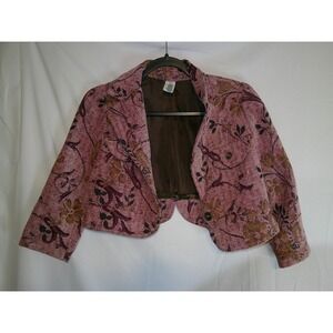 Womens Pepper Floral Print Cropped Jacket Blazer Medium